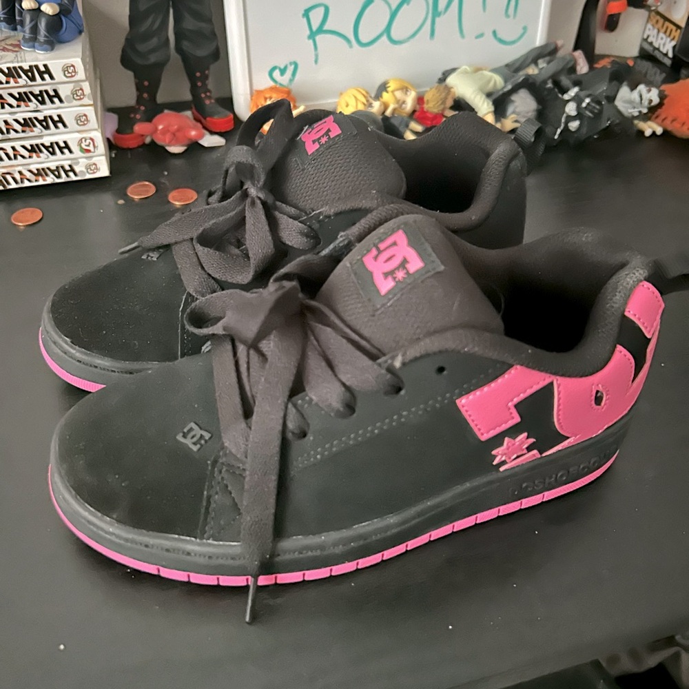 DC Black and Pink Skate Sneakers